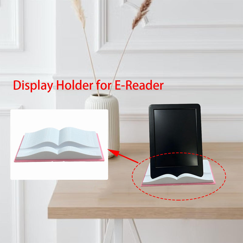 Open Book Stand Compatible with Kindle, Display Holder for E-Reader, Reading Gifts for Book Lovers (Pink)