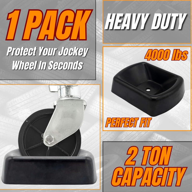 Jack Caster Wheel Dock for Caravans and Trailers - Heavy Duty Rubber Stabilizer Chock for 6 Inch Jockey Wheels Only