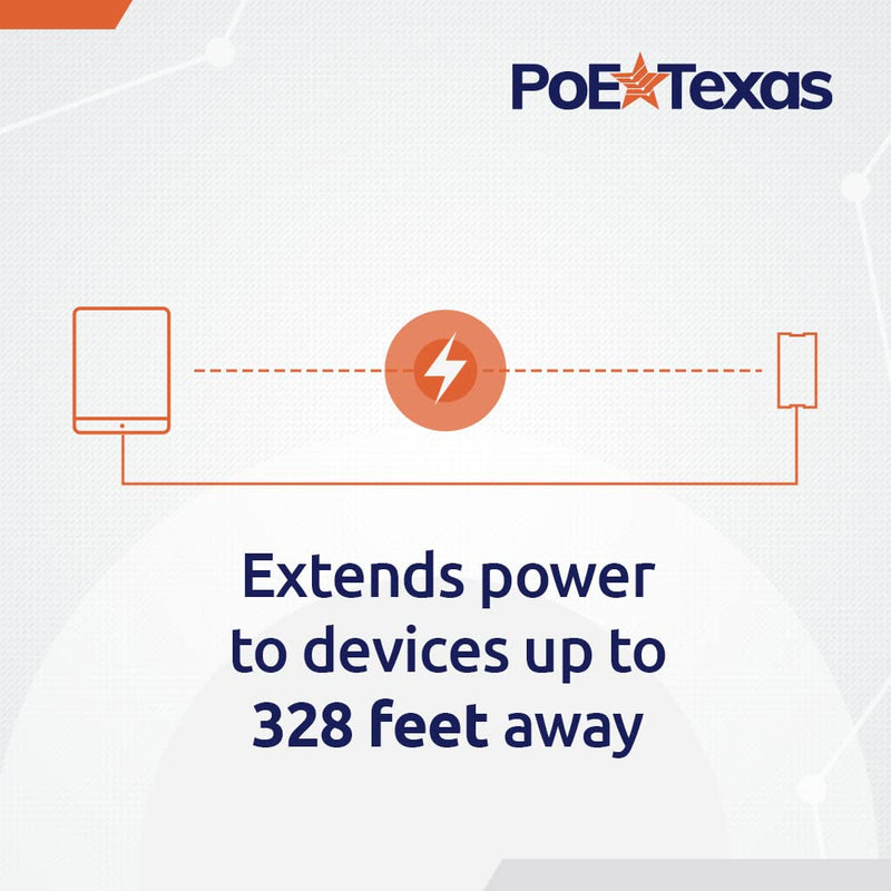 PoE Texas PoE+ Power and Data Adapter for USB-C Tablets & Devices for POS, Digital Signage, & More - 802.3at POE+ to USB-C Power Delivery - Extends Charging & Data Delivery Up to 328 Feet 24 watts Power + Data