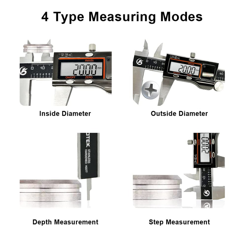 KETOTEK Digital Caliper Measuring Tool, IP54 Waterproof Stainless Steel Electronic Vernier Caliper 6 Inch/150mm Digital Micrometer with Large LCD Screen Black