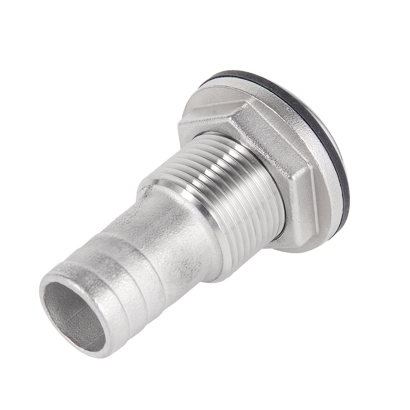 316 Stainless Steel Boat Thru-Hull Fitting with Hose Barb for 1" I.D. Hose, Through Hull Drain Fitting for Marine Bilge Scupper Water Drain Applications