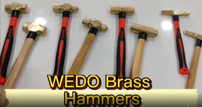 WEDO Brass Sledge Hammer With Fiberglass Handle, Die-Forged, Corrosion Resistant, DIN Standard, 1lb, 300mm, 12"
