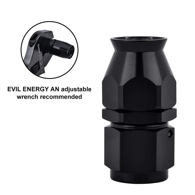 EVIL ENERGY 6AN PTFE Hose End Fitting Straight Black for PTFE Hose Only 4PCS