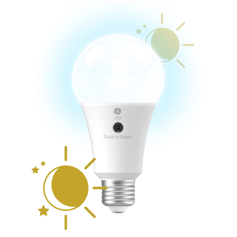 GE LED+ Dusk to Dawn A21 LED Light Bulb, Automatic On/Off Outdoor Light, 13W, Daylight (3 Pack) 3 Bulbs