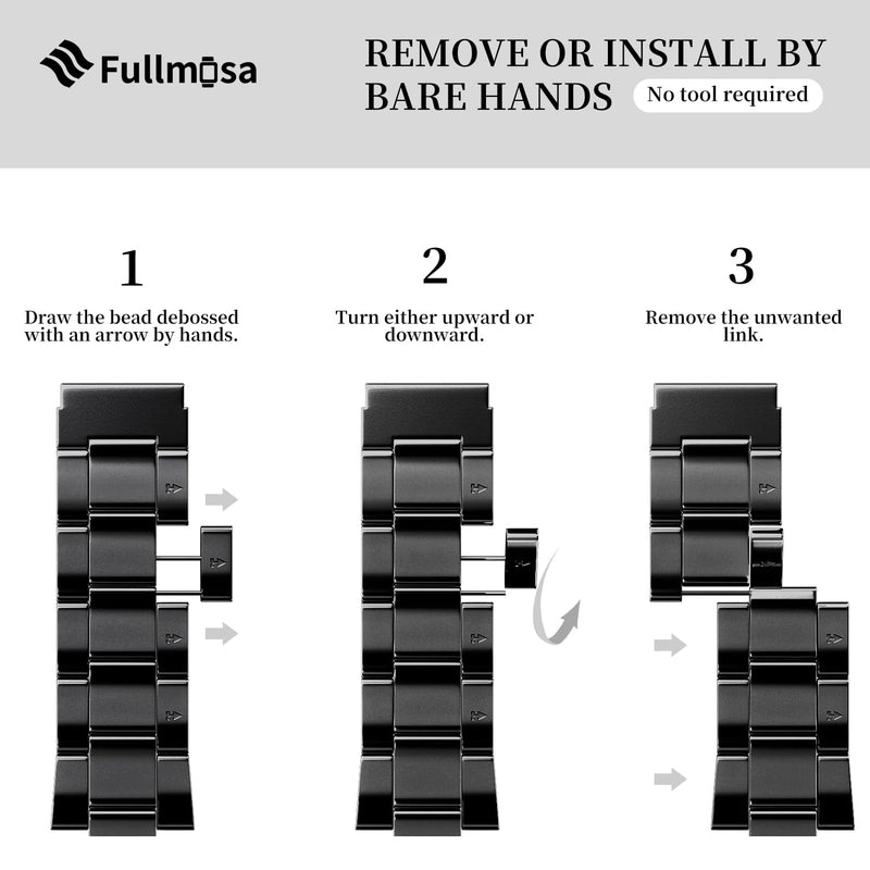Fullmosa No Tools Needed Compatible Apple Watch Bands 41mm 40mm 38mm,Slim Stainless Steel Chain Strap with Case for iWatch Series 9/8/7/6/5/4/3/2/1/SE2/SE,Black Black 41/40/38mm