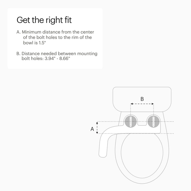 Brondell Fresh Spa Adjustable, Bidet Attachment FSA-15 for Toilet Seats with Adjustable Single Nozzle, Side Arm Control, Thin Profile, White (Ambient Temperature)