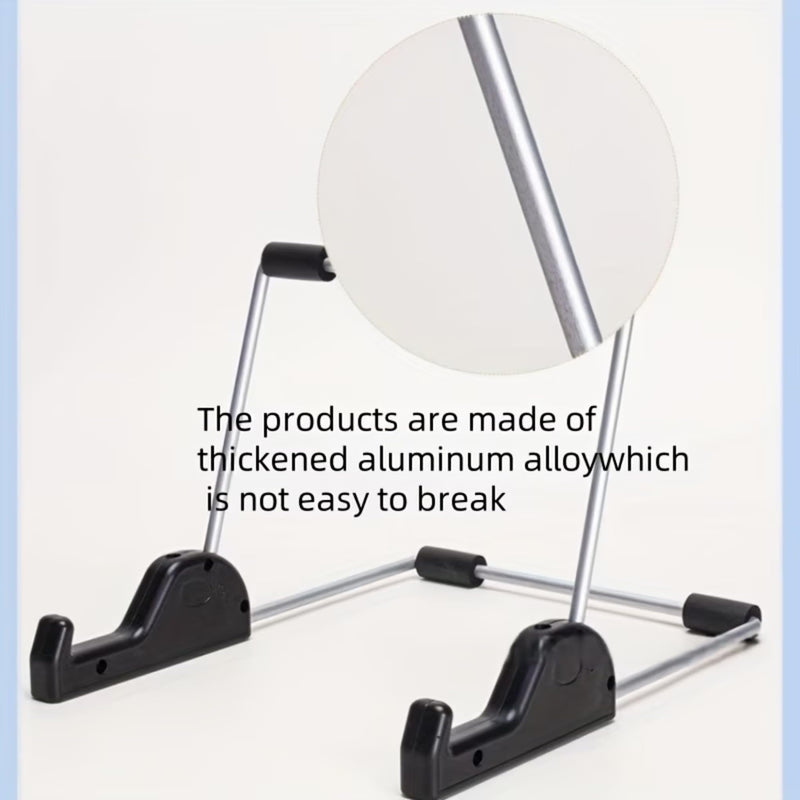 Foldable Metal Tablet Stand—a Portable and Adjustable Desktop Stand Suitable for Various Settings, Including Home, Office, and Travel.