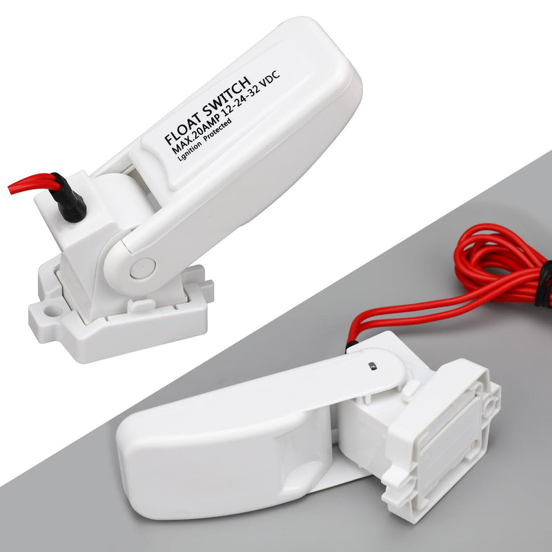 Landhoow Automatic Boat Bilge Pump Float Switch, 12v 24v 32v Bilge Float Switch Moisture Tight Seals for Automatic Electric Water Pump Accessories Ignition Protected 2 White