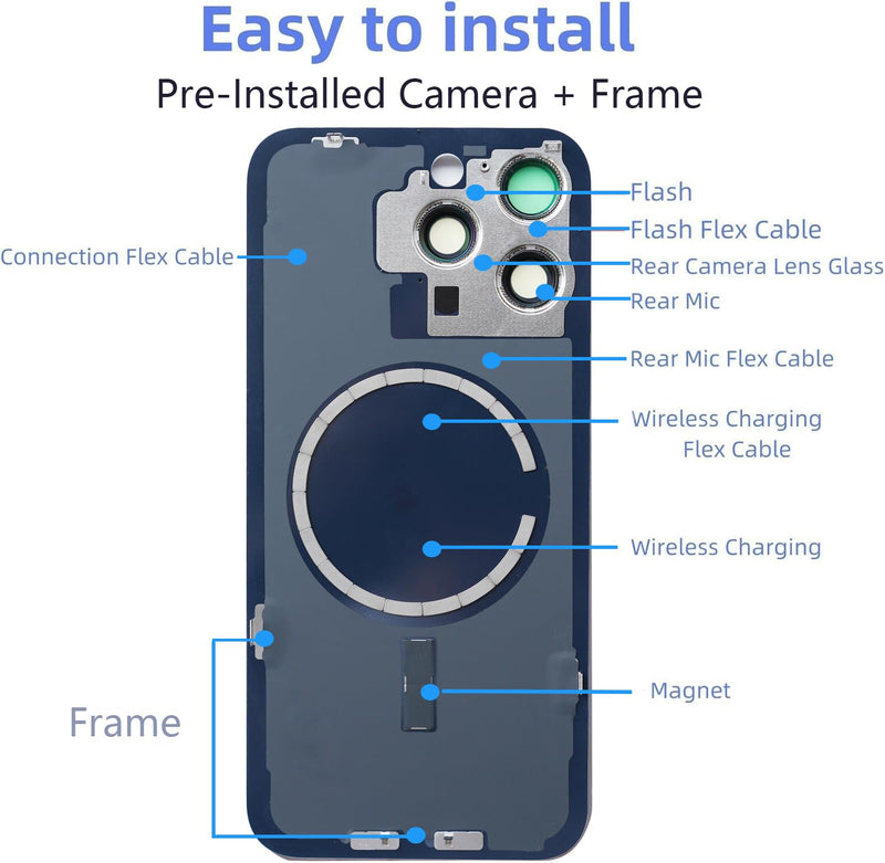 15 Pro Max Back Glass Replacement for iPhone 15 Pro Max Rear Back Cover Glass Waterproof and Camera Lens+Professional Repair Tool Kit (Natural Titanium, iPhone 15 Pro Max) Natural Titanium