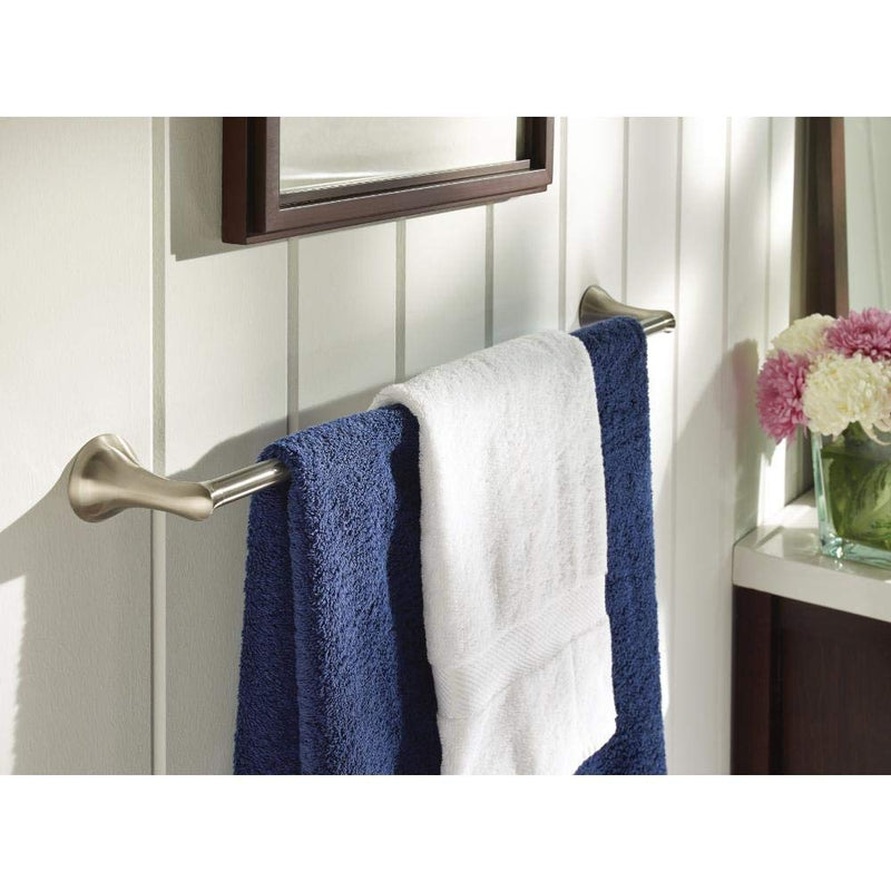 Moen Darcy 18 in. Towel Bar with Press and Mark in Brushed Nickel