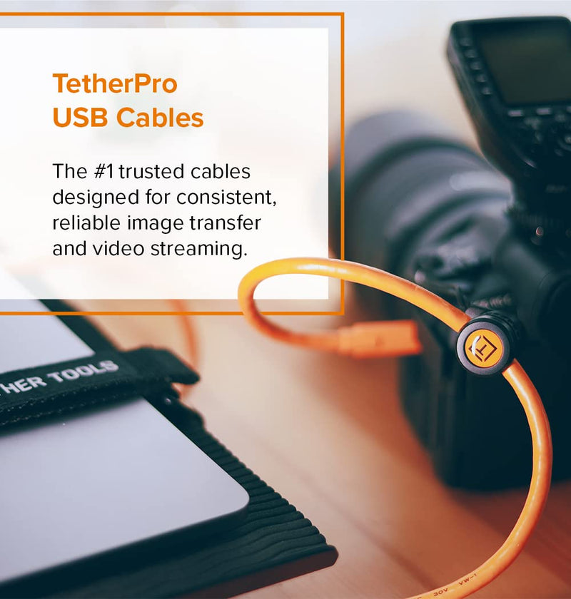 Tether Tools TetherPro USB-C to USB 3.0 Micro-B Cable | for Fast Transfer and Connection Between Camera and Computer | Non-Reflective Black | 15 Feet (4.6 m)