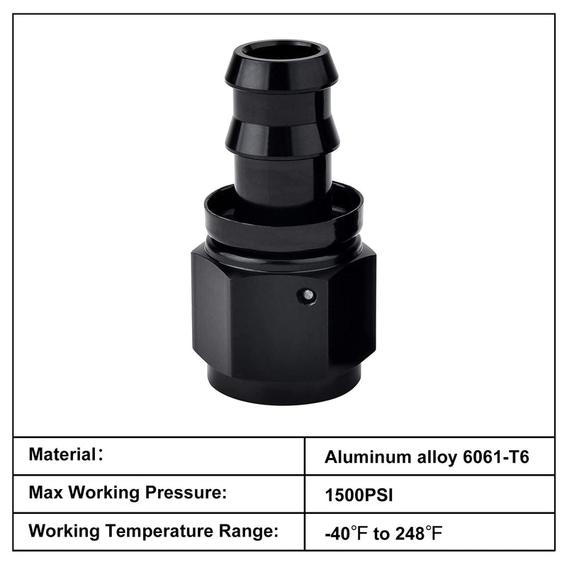 EVIL ENERGY 6AN Straight Push Lock Hose Fitting End Black 4PCS
