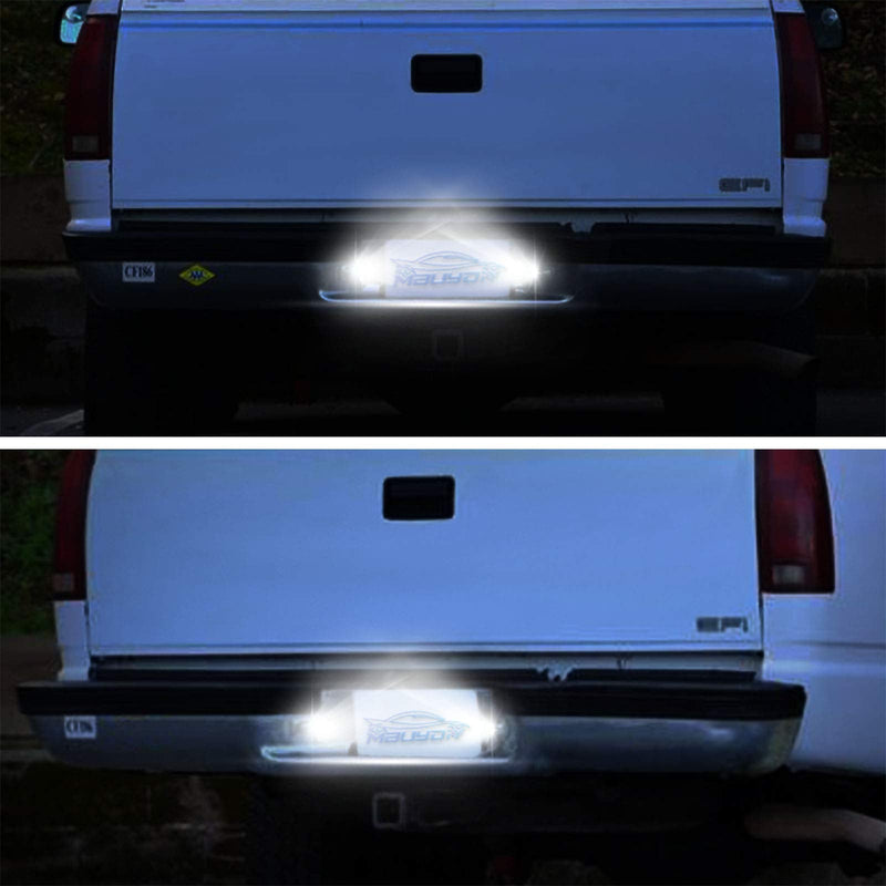 LED License Plate Light Lamp Assembly Compatible with 1988-1999 Chevy C1500 K1500 Silverado Sierra Pickup Tahoe Yukon Blazer S10 Sonoma S15 Chrome Housing 6000K White, Pack of 2