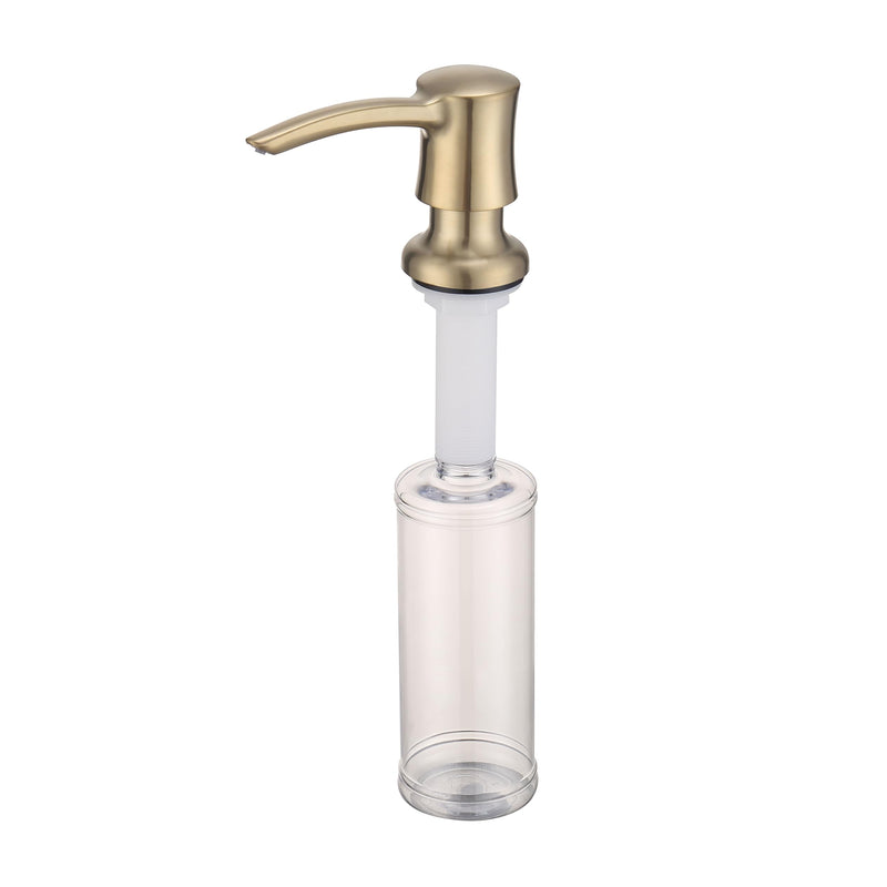 Soap Dispenser for Kitchen Sink, Built in Sink Soap Dispenser Brushed Gold 360° Swivel ABS Pump Head Champagne Gold with 11 Ounce Soap Bottle