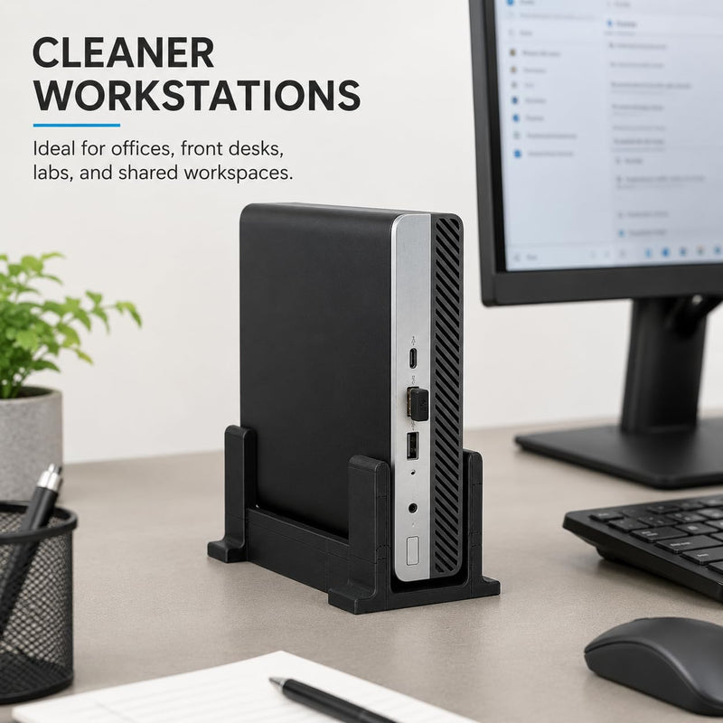 Vertical Desk Stand Compatible with HP EliteDesk 800 G3 G4 G5 Mini – Stable Upright Support | Space-Saving Side Grip Holder | Small Form Factor Computer Base