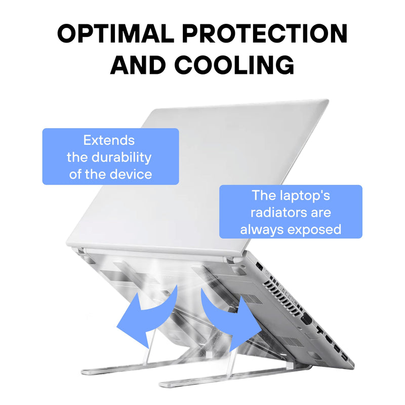 Adjustable Laptop Stand – Ergonomic Aluminum Riser for Desk, Fits 9"-15.6" Laptops Foldable, Portable, Ventilated, Sturdy, Anti-Slip, Ideal for Home & Office