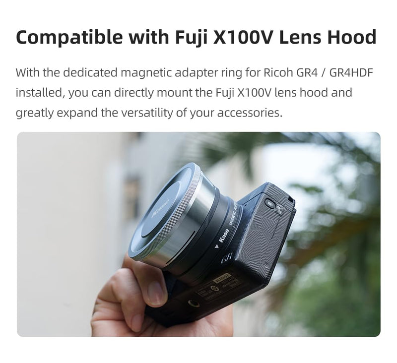 Kase Magnetic Adapter Ring Compatible with Ricoh GR4 Camera Accepts Kase 49mm Filters