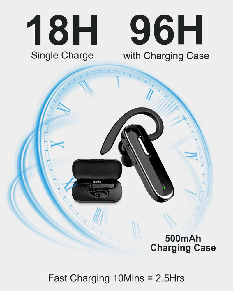 Bluetooth Earpiece V5.1, Wireless Hands-Free Headset with Charging Case, Built-in Microphone for iPhone Android Business Calls Bluetooth headset with charging case Brown