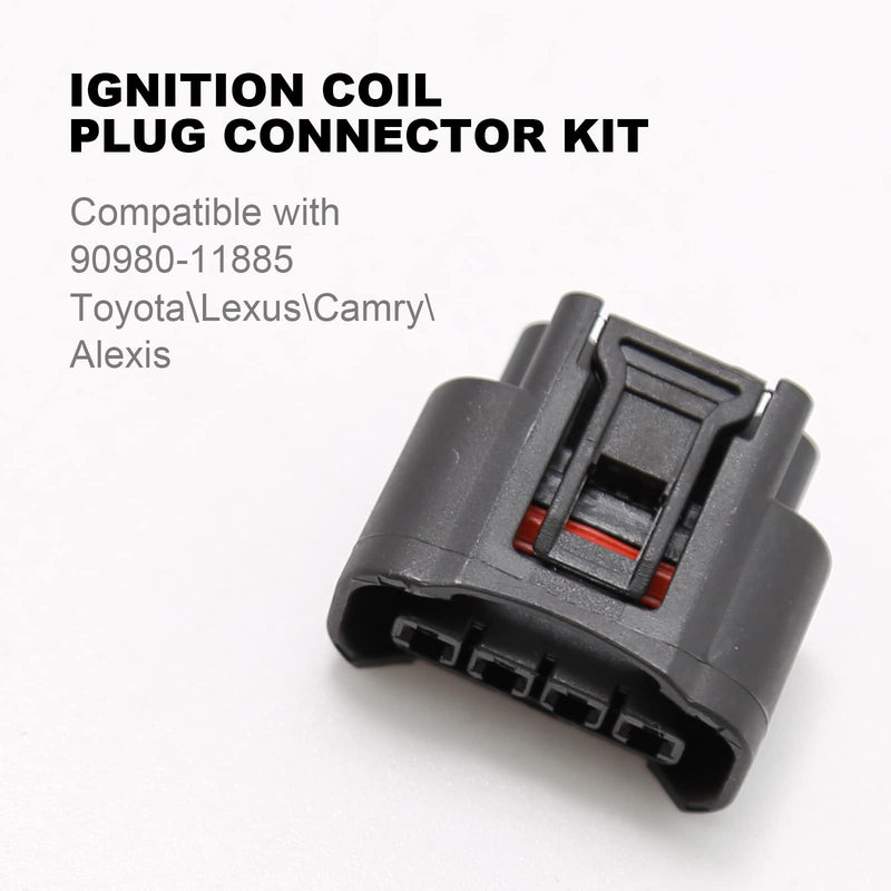 8Pcs Ignition Coil 4 Pin Plug Connector 90980-11885/7283-7449 Replacement for To-yota Le-xus Camry Yaris