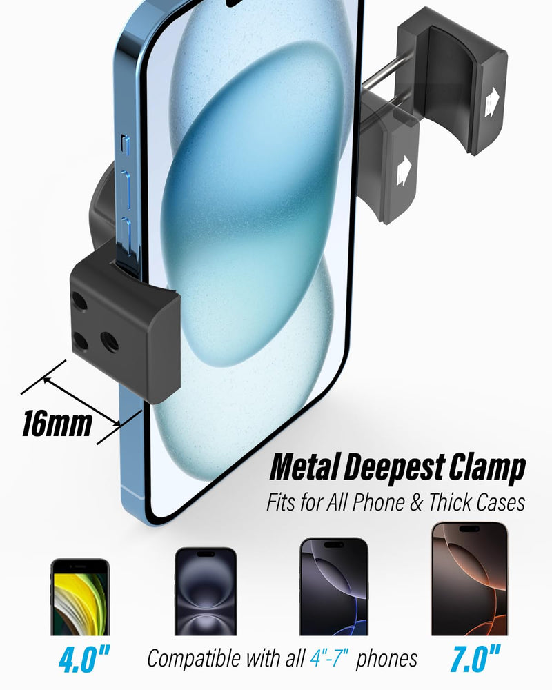 Rearview Mirror Phone Holder for Car - [Metal Arm Clip] Cell Phone Holders for Your Car Mount Automobile Hands Free Cradle Rear View Mirror for iPhone Air 17 16 15 14 13 Pro Max, Galaxy, 4-7" Phones