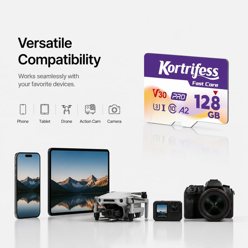 2-Pack 128G Micro SD Card, microSDXC TF Card UHS-I Memory Card | Read Speed 80MB/s, Class 10, C10, U3, A2, V30 for Camera & Drones 4K UHD Full HD Video (2 Pack)
