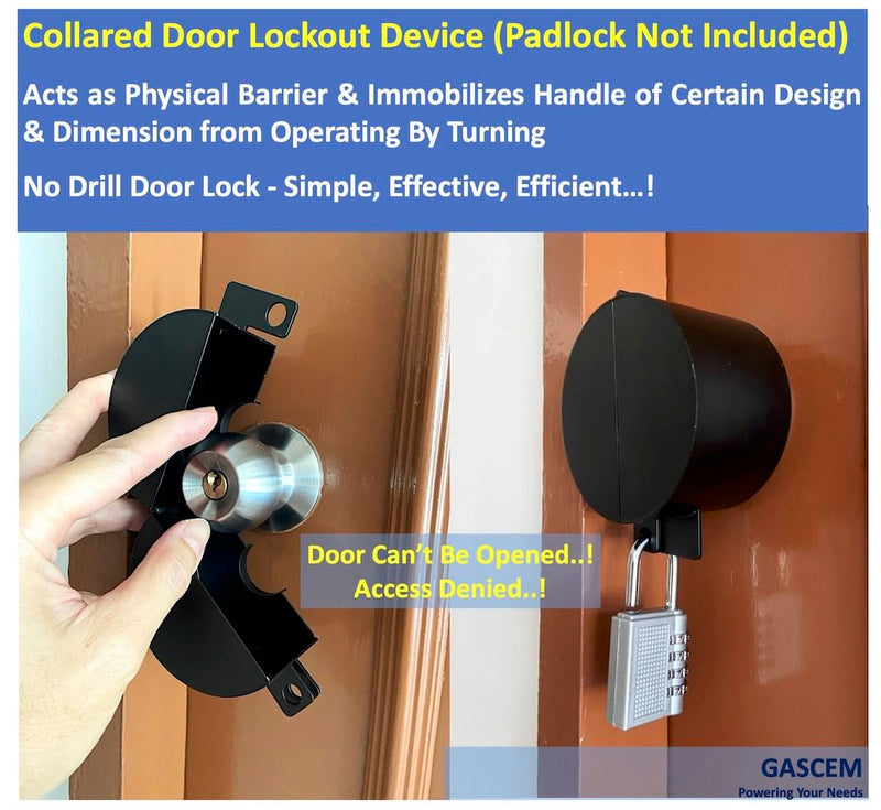 Door Knob Lockout Device (Matt Black, Padlock Not Included). Door Handle Lock - Prevents Doorknobs from Turning and Access to Keyhole. Childproof Door Knob Cover. Matt Black