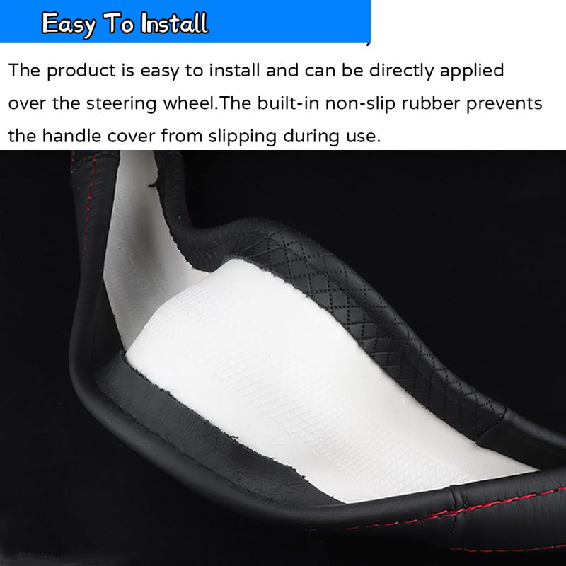 Kakash Custom Interior Accessorie for Mitsubishi Outlander Outlander PHEV Steering Wheel Covers Non-Slip Sporty Racing Faux Leather Ergonomic Comfortable Handle 1Pcs/Set(Red Stitching+Blue Stitching) Red stitching+blue stitching