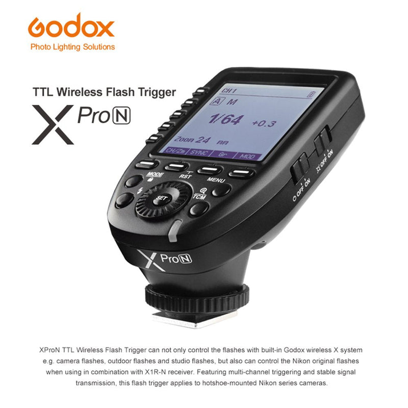 GODOX XPro-N Flash Trigger Supports i-TTL Auto Flash of Nikon Digital SLR Camera, 1/8000s High-Speed Sync, Stroboscopic Flash, Manual Flash