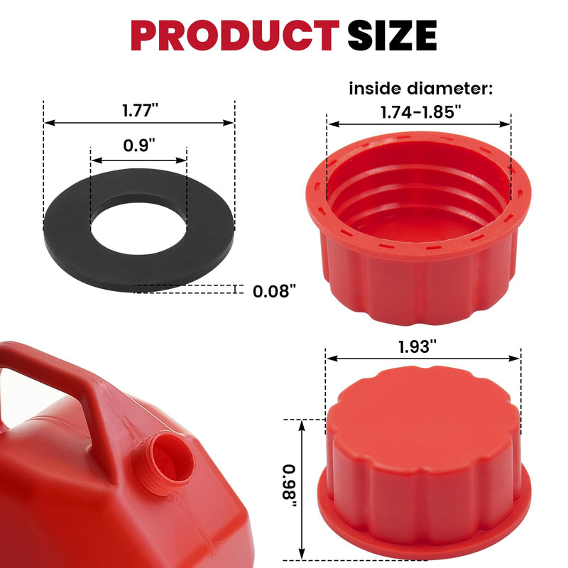 5 Gallon Gas Can Cap Replacement, Coarse Thread Gas Cap for Gasoline, Portable Gas Tank Lid for 5+ Gallon Plastic and Metal Gas Cans, Includes Spout Replacement Old Style(Pack of 4) 4 PCS