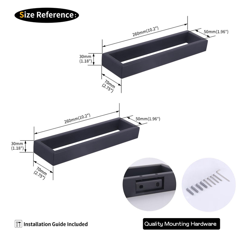 GERZWY Modern Black Towel Holder Stainless Steel Towel Ring for Bathroom Lavatory Wall Mount Contemporary Style 2 Pack HG1716-2BK