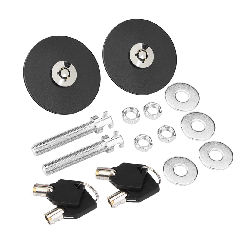 Car Engine Hood Cover Lock, Locking Hood Pins Key Kit, Car Universal Engine Hood Cover Lock Key Pin Kit Security Latch Pin (Black)