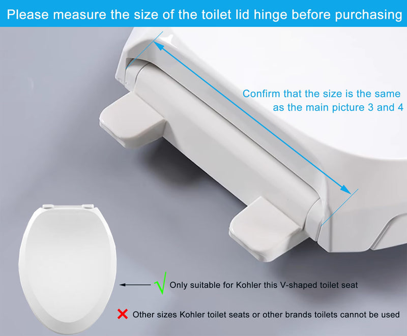 Toilet Seat Parts, Toilet Cover Repair Kit 1150464-0/1109093-0 Hinge Kit Hinges Assembly for Elongated Toilet Seat Compatible with Kohler