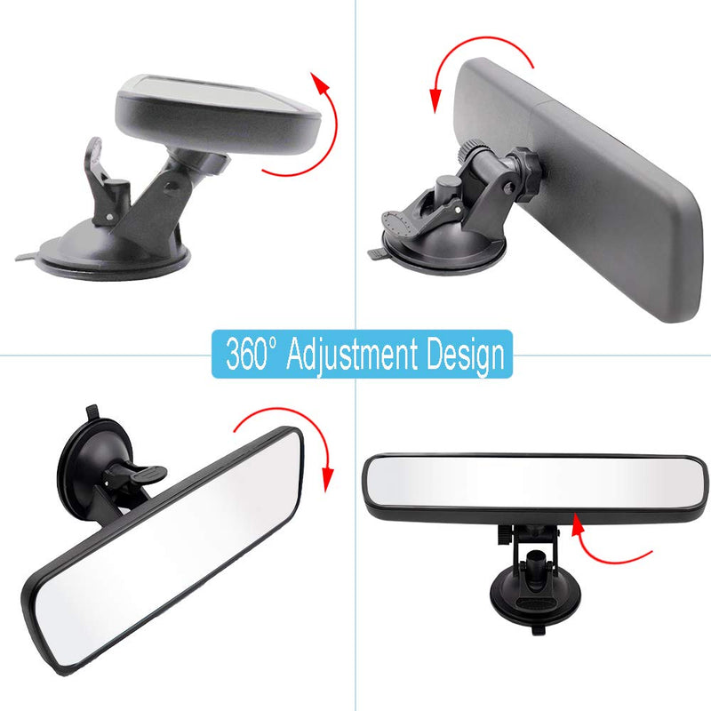 Rear View Mirror,LECAMEBOR Universal Thickened Anti-glare HD Car Interior Rear View Mirror-(With Adjustable Suction Cup) White