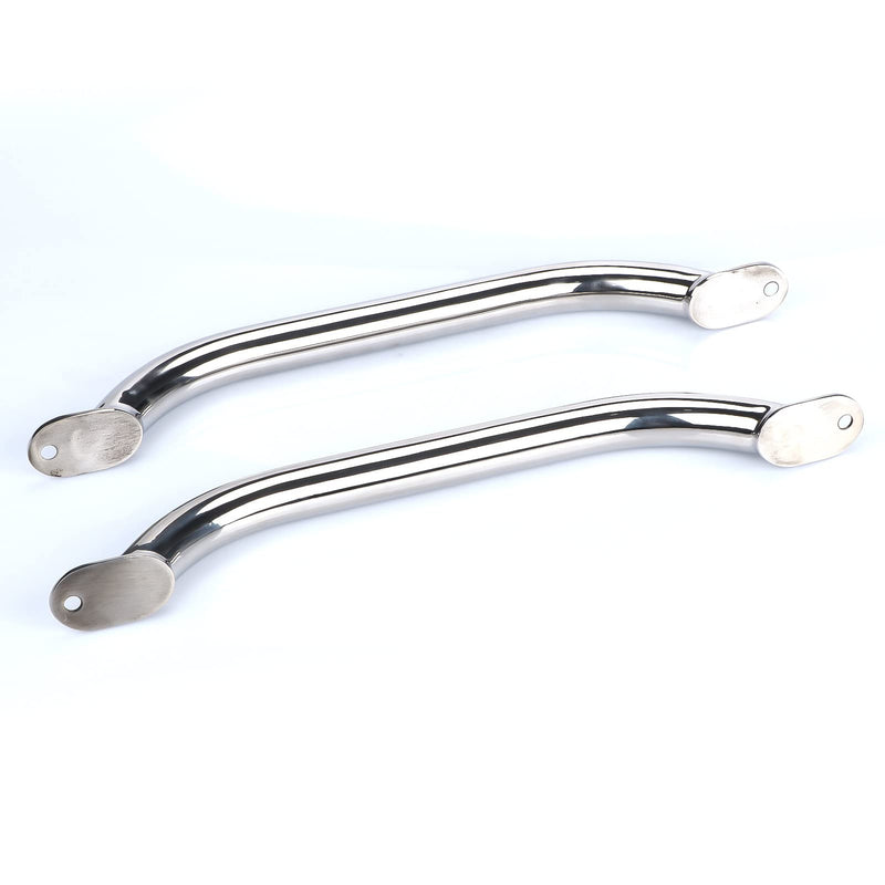2PCS Boat Handrail Grab Handle Polished Stainless Steel Round Tube - 12" Long Marine Grab Handle