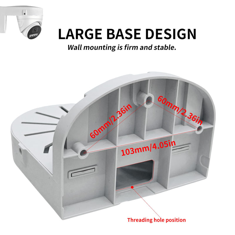 Indoor Outdoor Camera Bracket ABS Plastic Wall Mount L-Shaped Bracket for Security Dome IP Camera Mounting, Junction Box Cable Management (4.5in-SL-4PACK) 4.5in-SL-4PACK