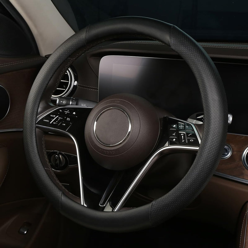 Custom Fit for Cadillac Steering Wheel Cover CT4 CT5 CT6 XT4 XT5 XT6 Escalade Genuine Leather Designed for Cadillac Interior Accessories（Black black