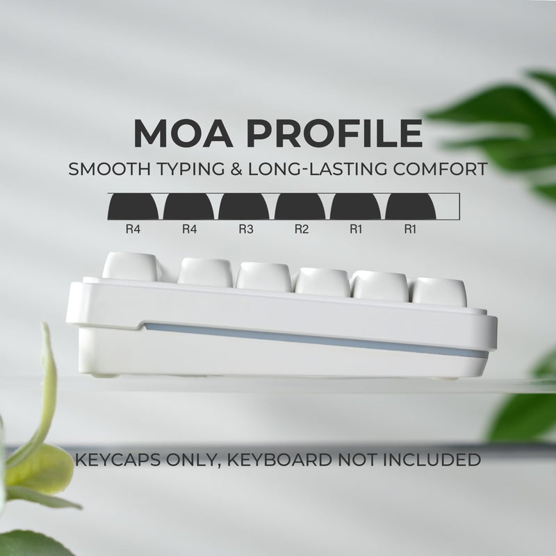 Shine Through Keycaps,White MOA Profile PBT Keycaps 117-Key For MX Switches