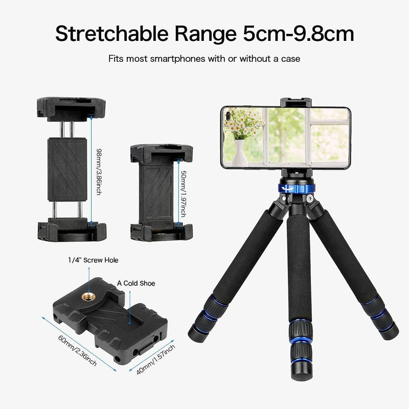 Koolehaoda Camera Mini Tripod, Lightweight Aluminum with 1/4" & 3/8" Screw | Desktop Tabletop Tripod Stand for DSLR Camera, Video Recorder, Cell Phone, Compact Portable Aluminum Alloy Design MT-03