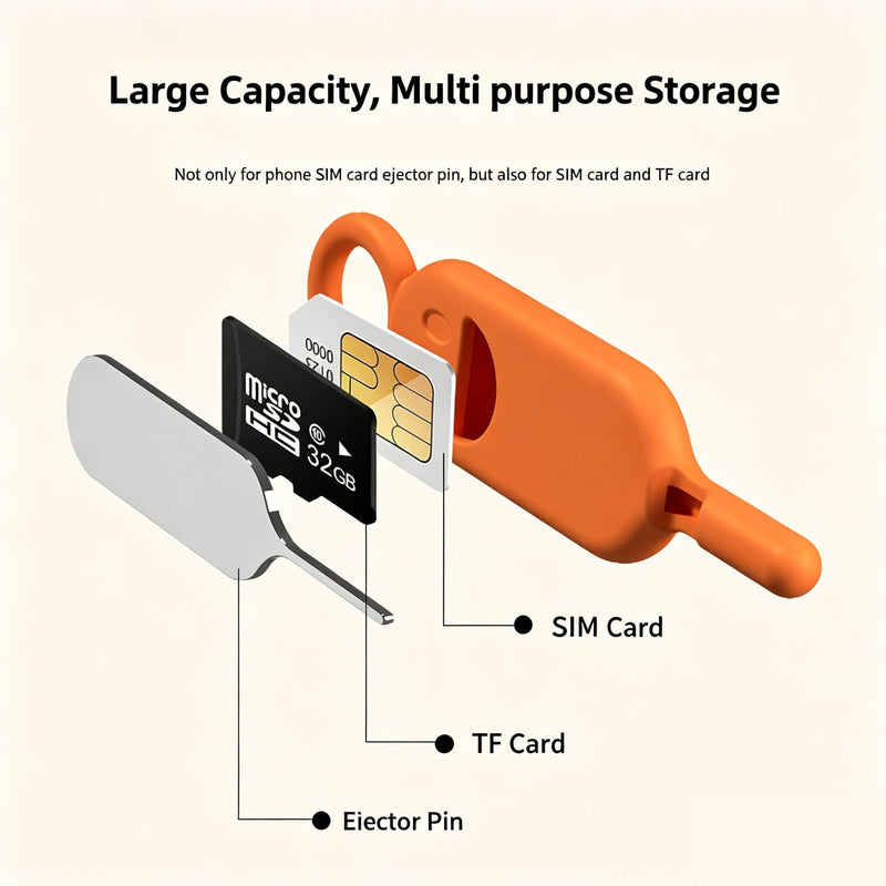 Multicolor Silicone Key Chain, SIM Eject Opening Pin Protective Case for SIM TF Memory Cards Yellow