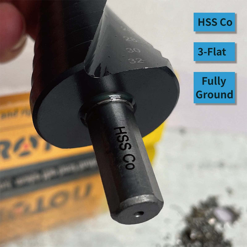 4-32mm Metric 5% Cobalt Step Drill Bit for Stainless Steel and Hard Metal (15 Steps) 4-32mm(15 steps)