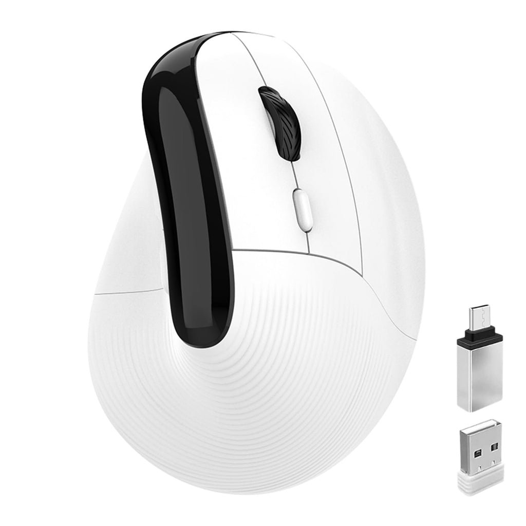 Vertical Wireless USB C Mouse Rechargeable, Bluetooth Wireless Ergonomic Mouse 4000DPI Optical Mouse for Macbook Air Pro/iPad/iMac/Surface White