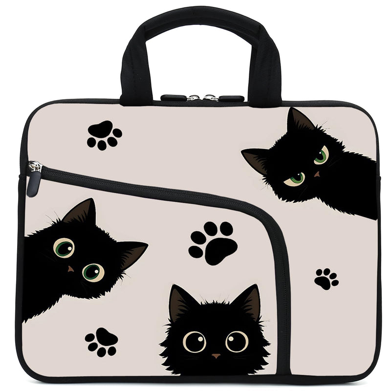 12 Inch Laptop Sleeve Carrying Bag with Handle， Front Pocket for Placing Power Adapter and Mouse for men women Cat-1