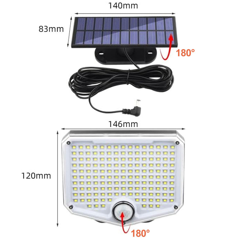 153 LED Solar Wall Lights, 180°Beam Angle Solar Security Lights Outdoor, Solar Powered Motion Sensor Lights Outside with Remote, Waterproof Flood Light for Porch, Patio,Yard,Garage,2 Pack 2