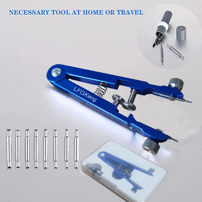Watch Spring Bar Plier Tool, Spring Bar Tweezer, Watch Band pliers with Robust 8 Alloy Steel Pins, Watch Band Pins Replacement Tool Blue