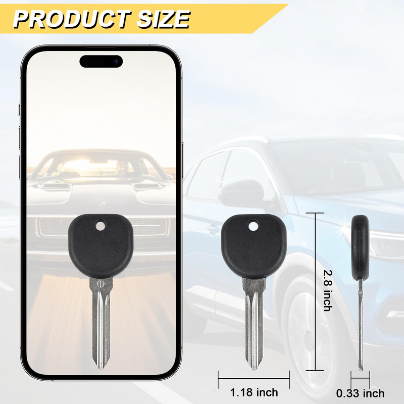 Vurkcy 46 Chip Transponder Ignition Car Key, B111-PT 15871576 Circle + Replacement for Buick Cadillac Chevy GMC Hummer Pontiac Saturn, New Uncut, 2Pcs