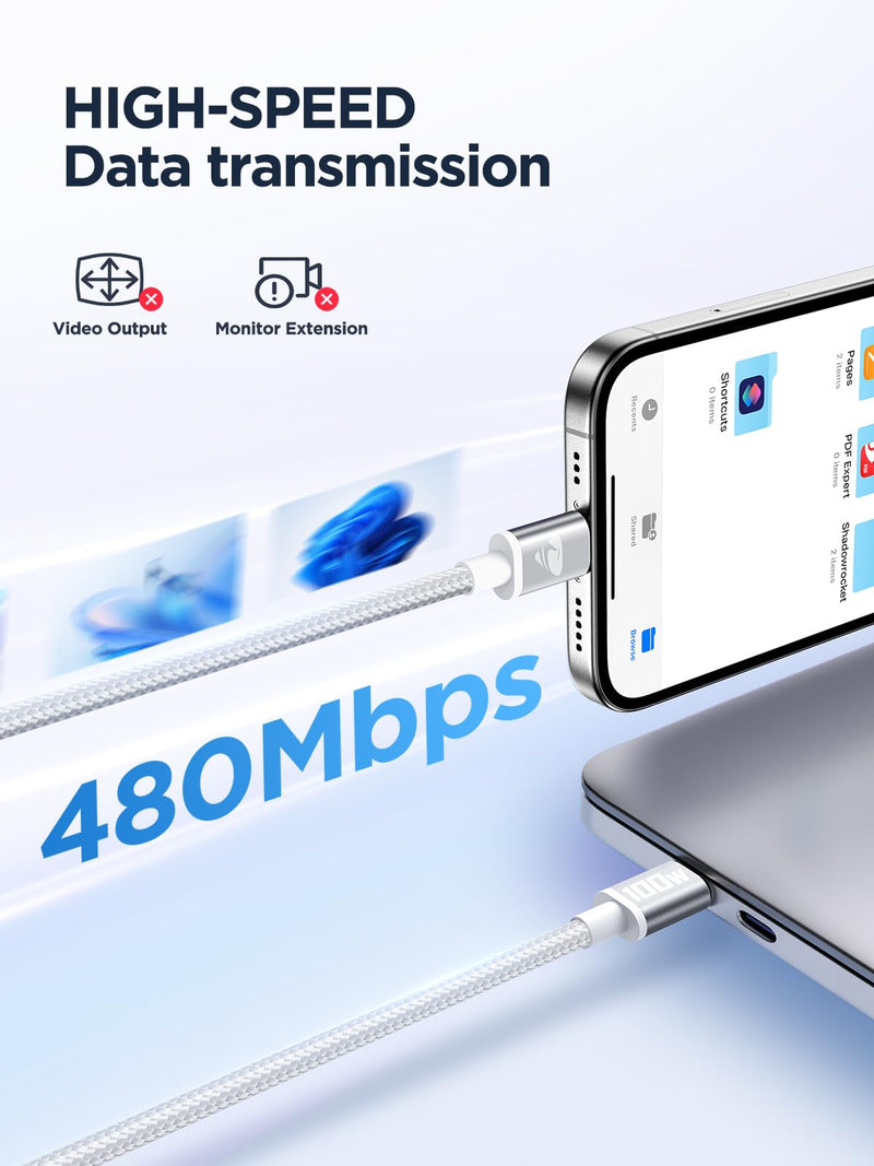USB C to USB C Cable, 100W [10ft/2 Pack] USBC to USBC Fast Charging Cable USB C Charger Cord for iPhone 17 16 15 Air Pro Max Plus, MacBook Pro, iPad Pro, Samsung Galaxy S25/S24 Ultra, Switch, Pixel White