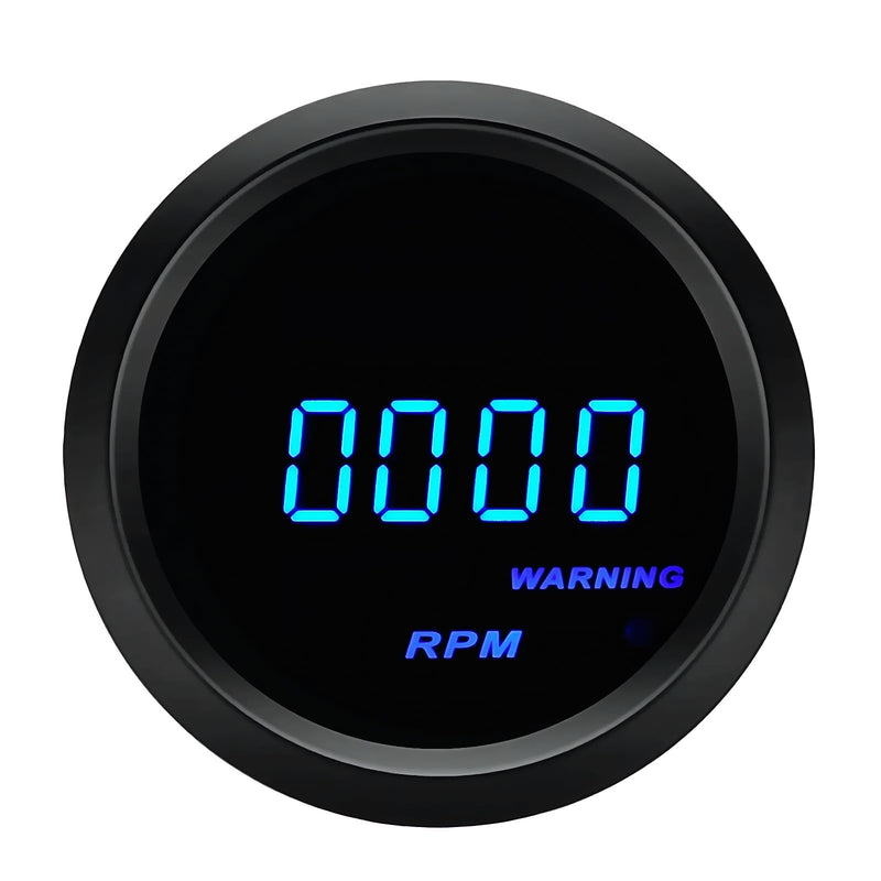 2" Digital 12V Tachometer RPM Gauge, Fits for 4/6/8 Cylinder Gasoline Cars Blue LED