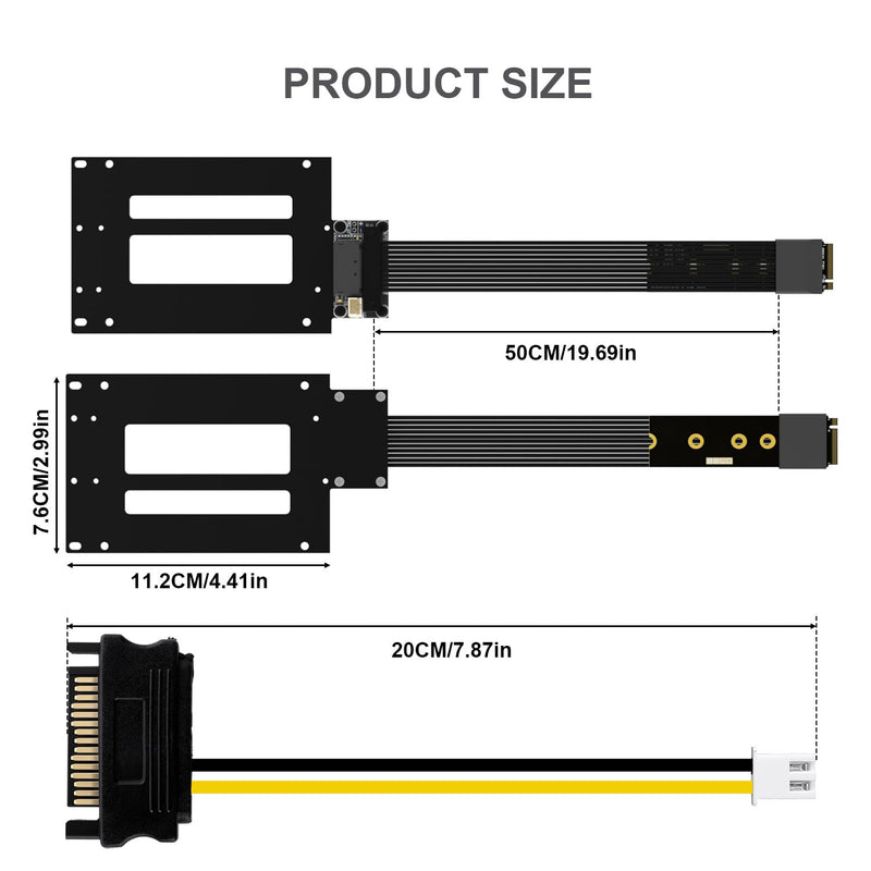 RGEEK PCIe 5.0 M.2 NVMe to E1.S E3.S SSD Adapter Card | 128Gbps Max SFF-TA-1002 Riser Card, with 12V SATA Power Cable, Adjustable 2280/2260/2242/2230 M.2 Bracket