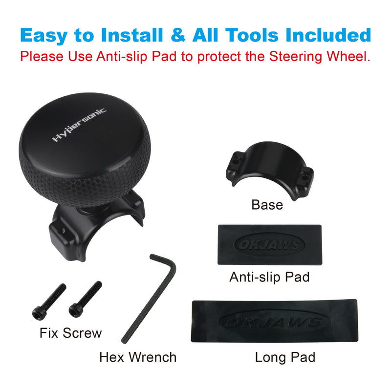 Hypersonic Steering Wheel Knob - Durable Black Suicide Knob Large Steering Wheel Ball Bearings, Making Steering Effortless and Smooth