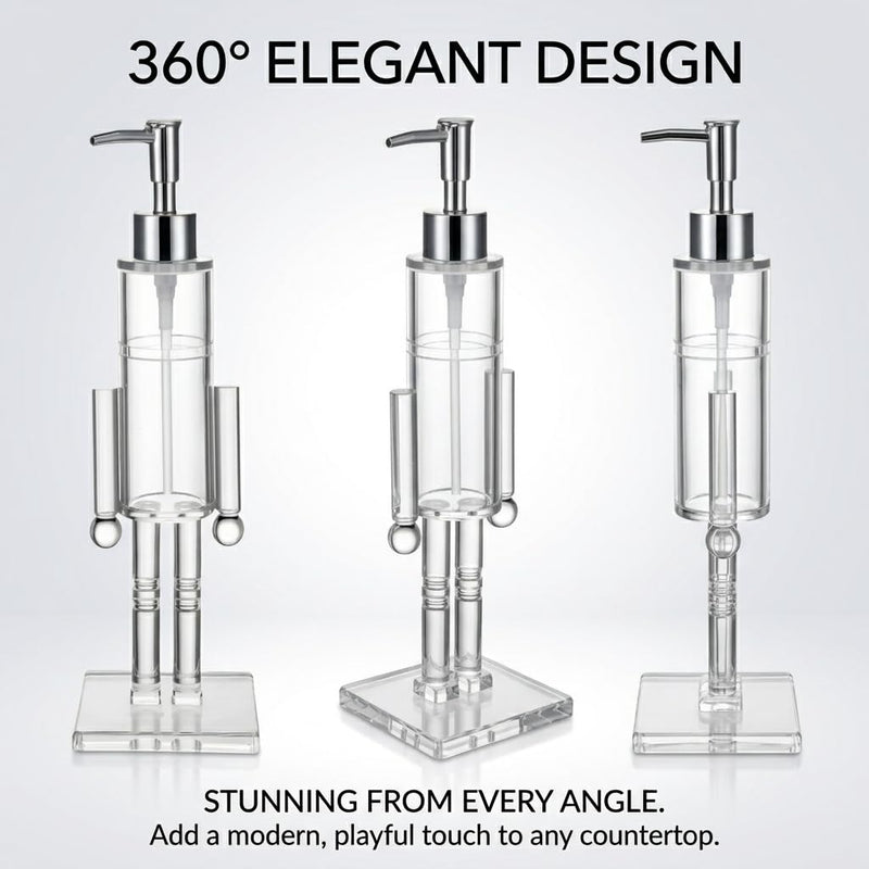 Seasonal Nutcracker Soap Dispenser 160ml, Refillable Clear Acrylic Liquid Soap Bottle with Pump, Leak-Free， Festive Bathroom & Kitchen Decor & Gift (2-Pack)
